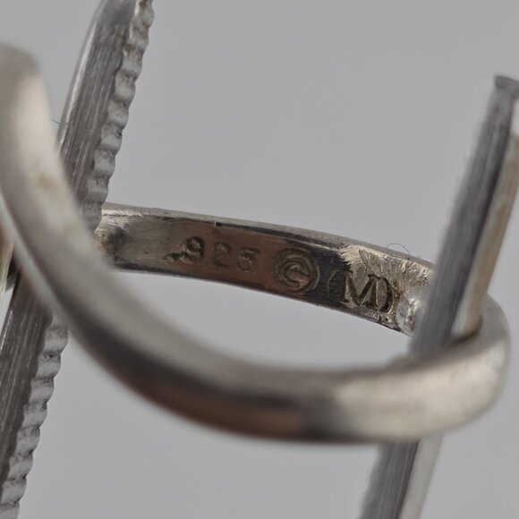 925 Sterling Silver Ring Pear Cut Amethyst Unique Modernist 3.25 Vintage Artisan - Picture 11 of 12